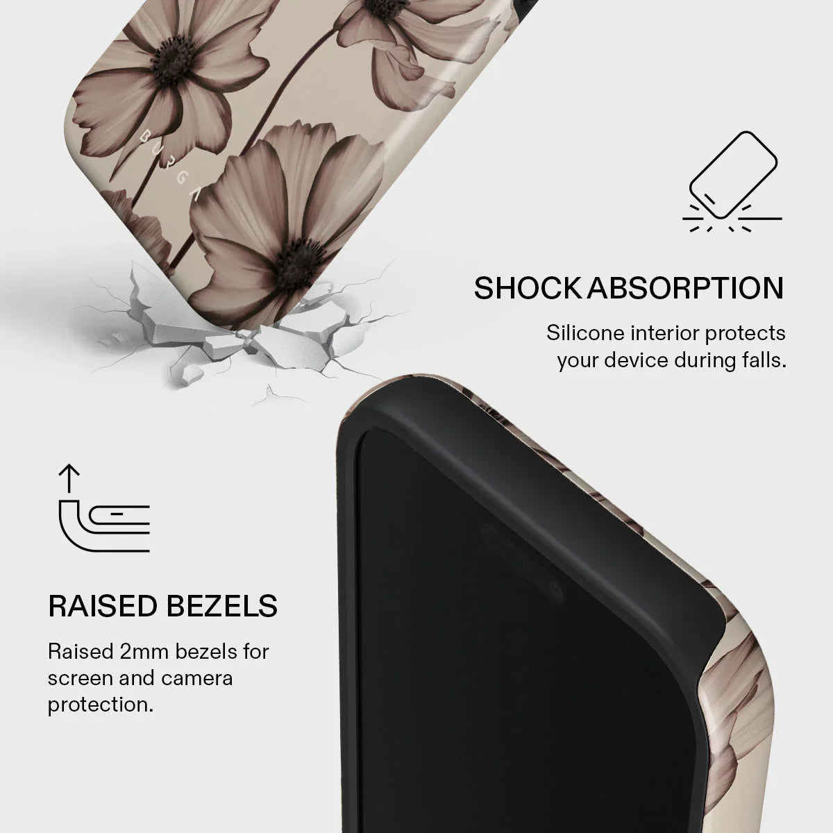 Husa de protectie BURGA pentru iPhone 17 Pro, Flori, Bej