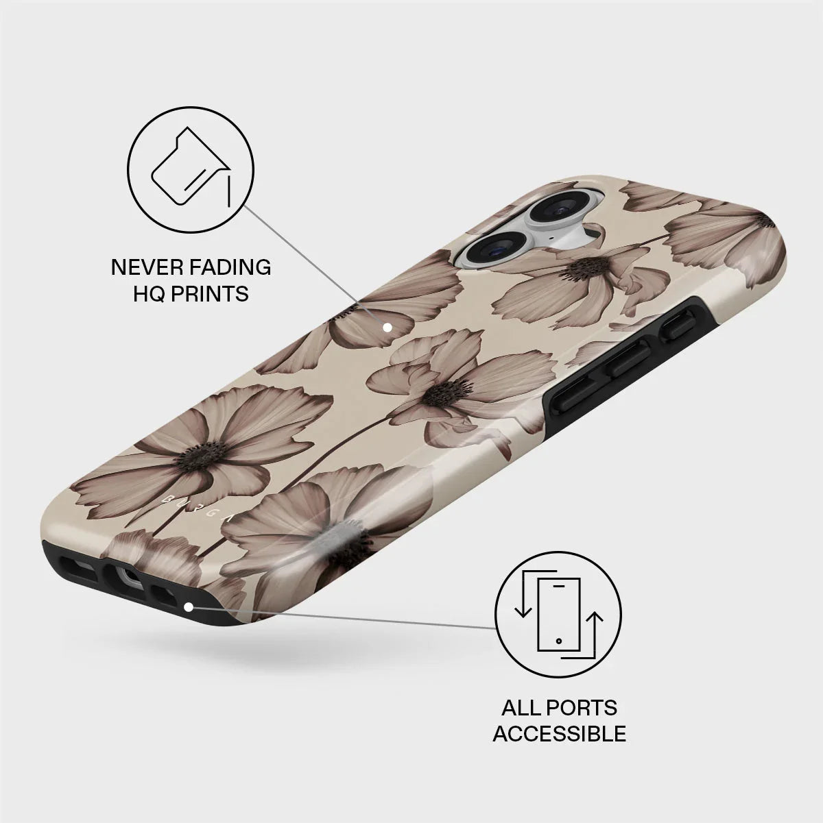 Husa de protectie BURGA pentru iPhone 17, Flori, Bej