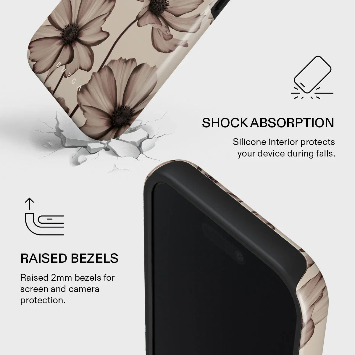 Husa de protectie BURGA pentru iPhone 17, Flori, Bej