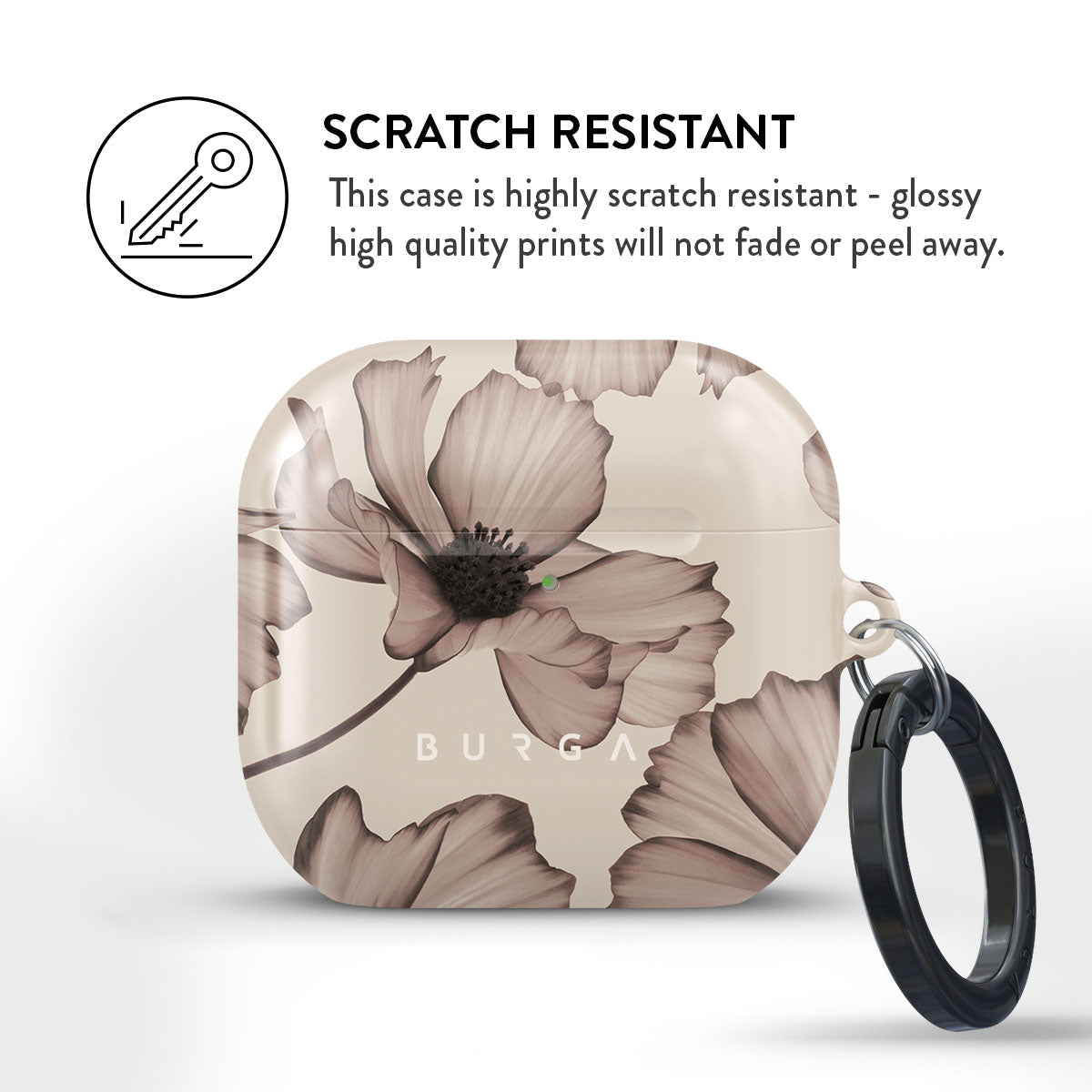 Husa de protectie BURGA pentru AirPods 4, Flori, Bej - iSTYLE.ro