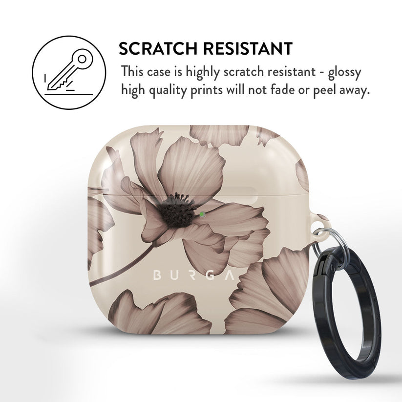 Husa de protectie BURGA pentru AirPods 4, Flori, Bej - iSTYLE.ro