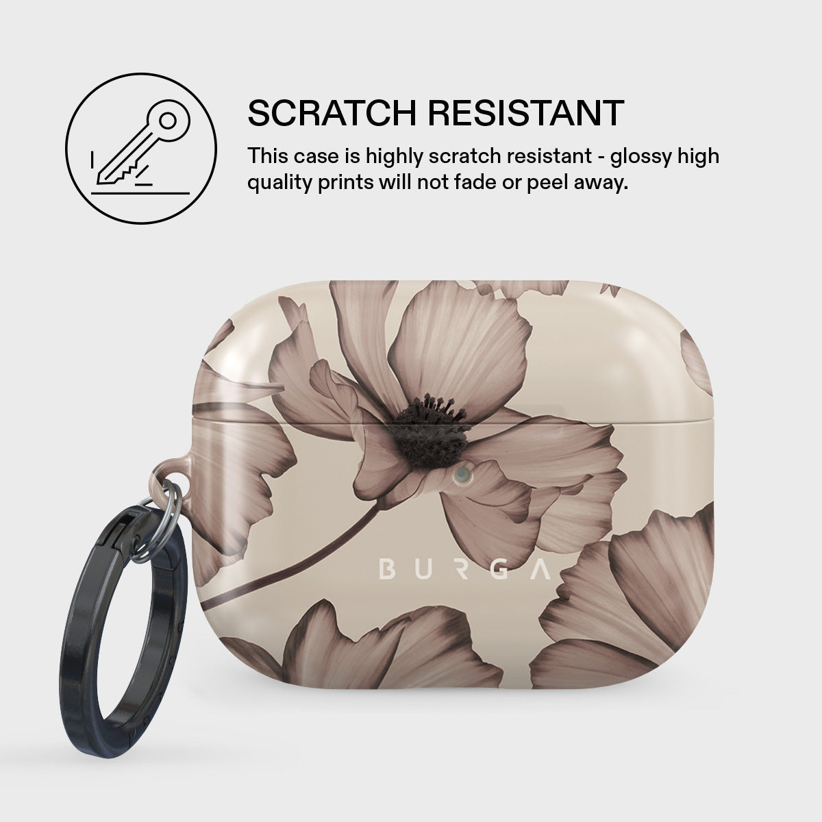 Husa de protectie BURGA pentru AirPods Pro 3, Flori, Bej - iSTYLE.ro