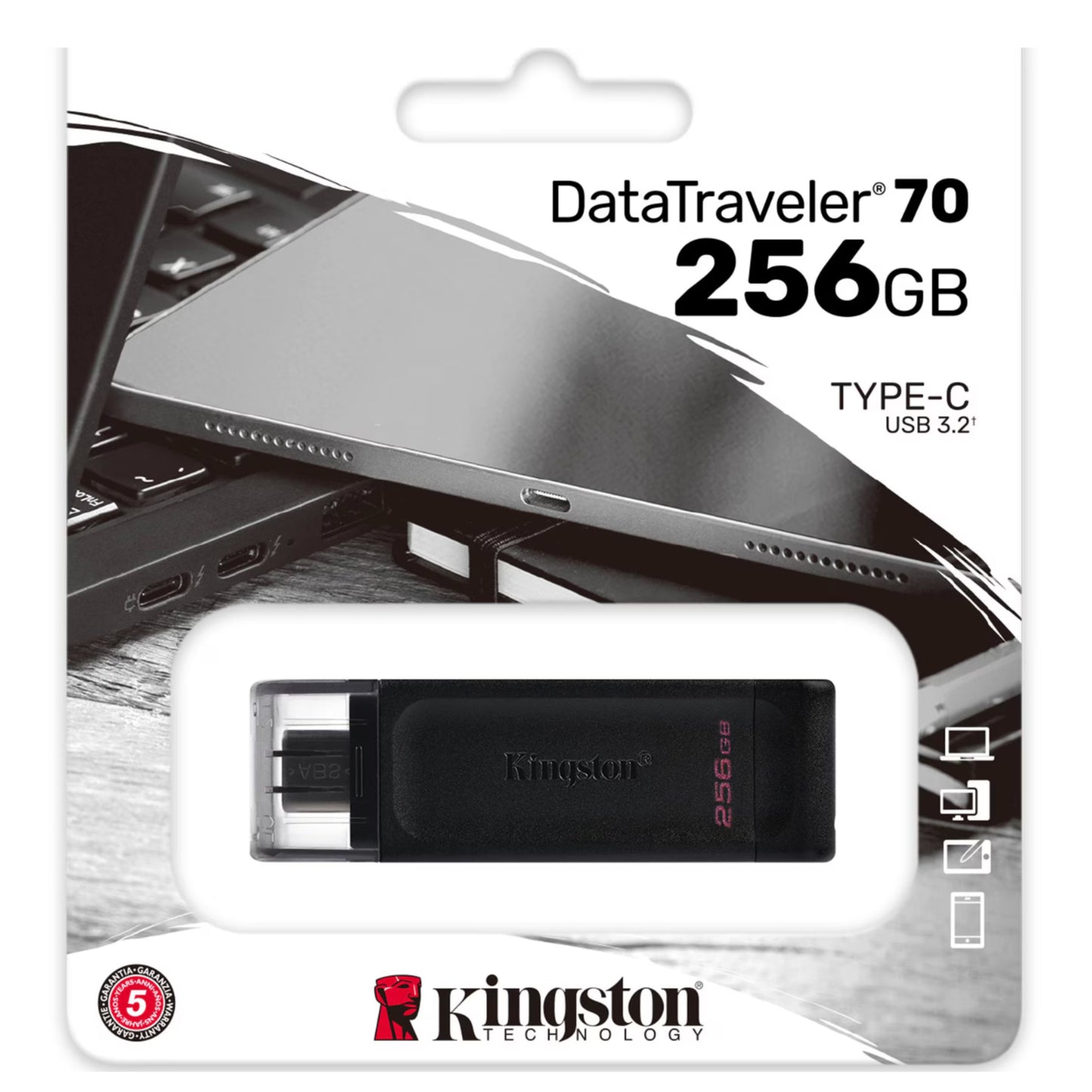 Stick de memorie KINGSTON DataTraveler 70, 256 GB, USB-C, Negru
