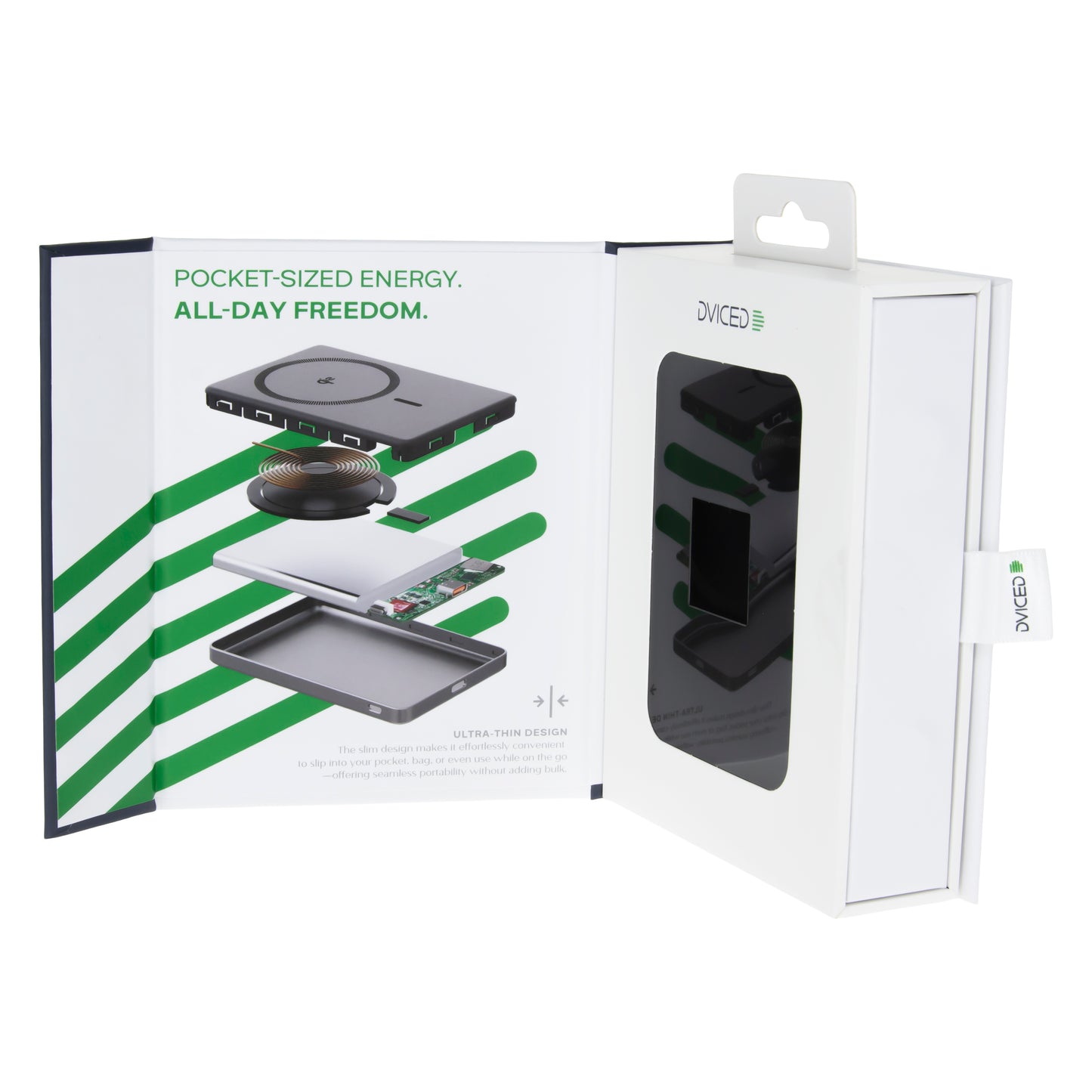 Baterie externa DVICED ultrasubtire, 5.000 mAh, Qi2, MagSafe, Negru