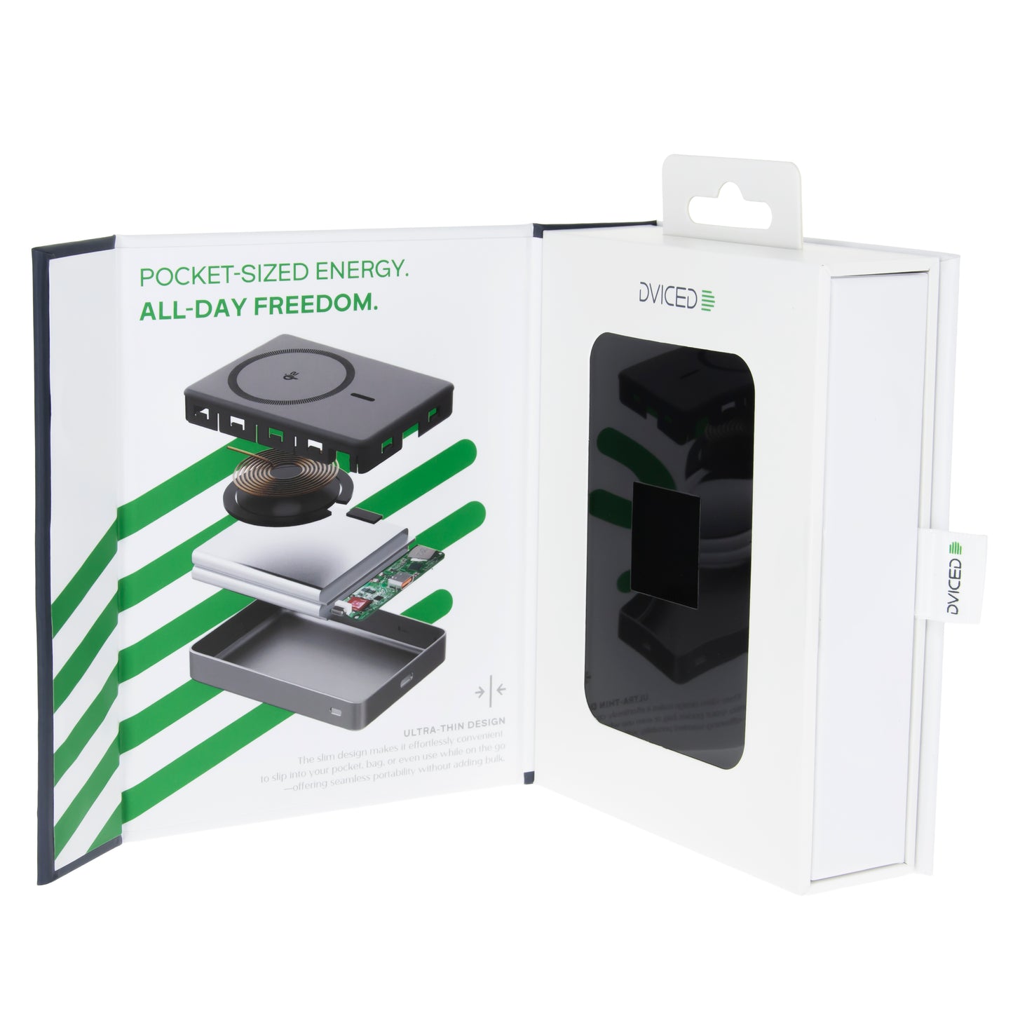 Baterie externa DVICED ultrasubtire, 10.000 mAh, Qi2, MagSafe, Negru