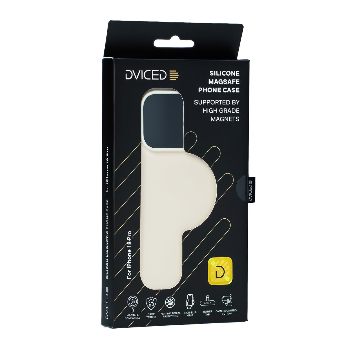 Husa de protectie DVICED pentru iPhone 18 Pro, Silicon, Bej