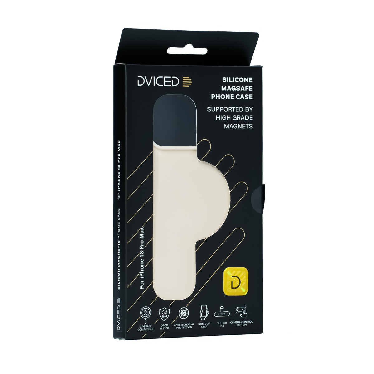 Husa de protectie DVICED pentru iPhone 18 Pro Max, Silicon, Bej