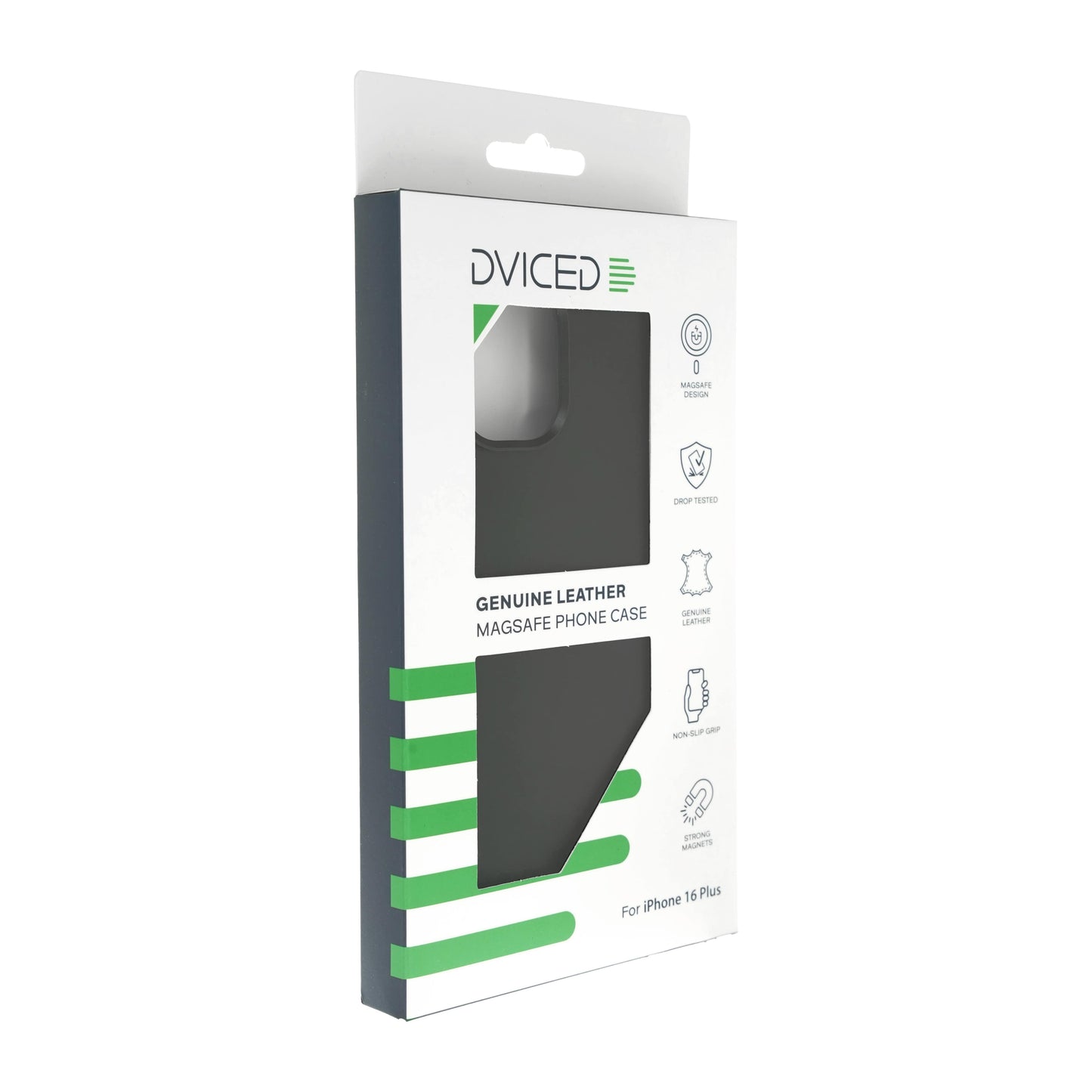 Husa de protectie DVICED pentru iPhone 16 Plus, Piele, Negru