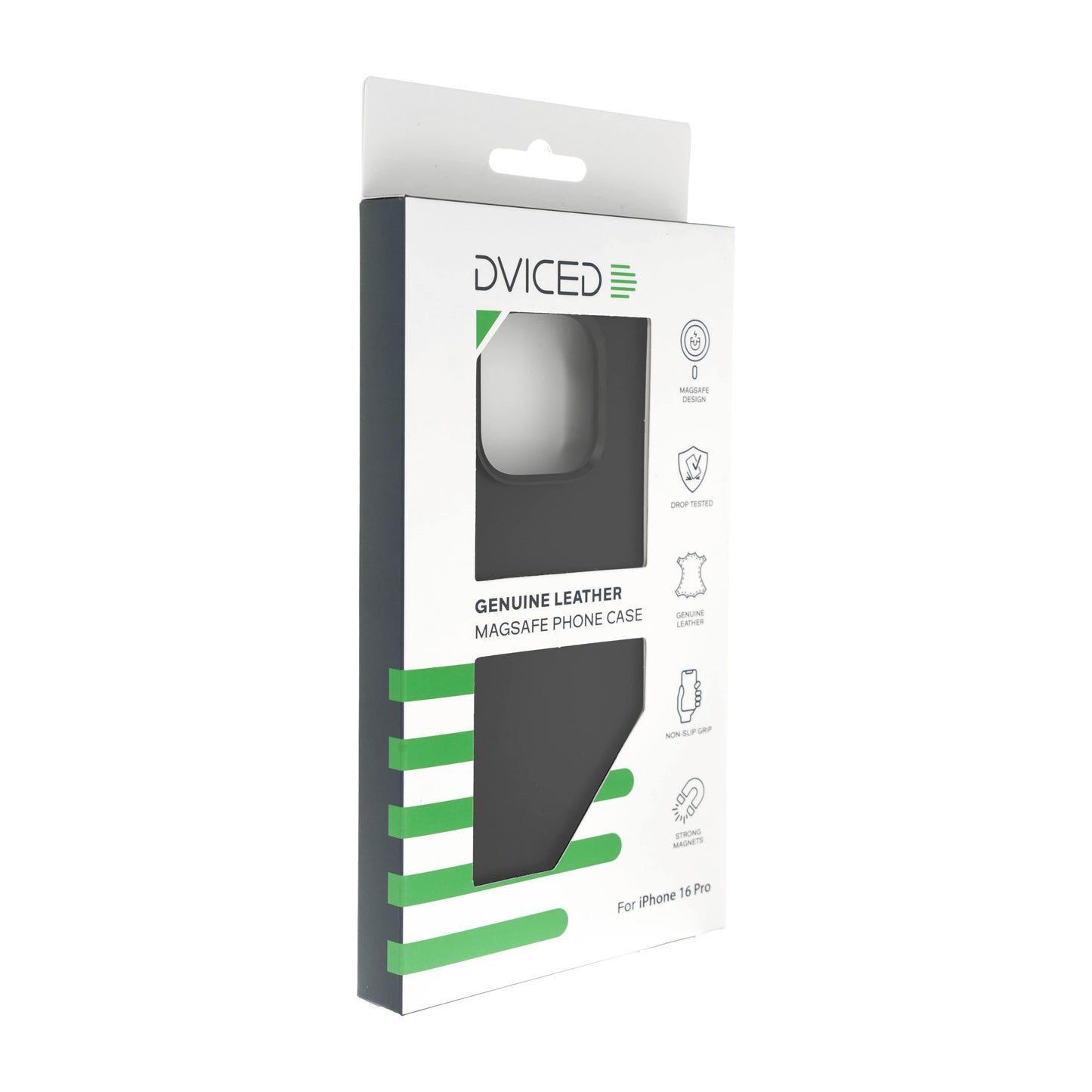 Husa de protectie DVICED pentru iPhone 16 Pro, Piele, Negru