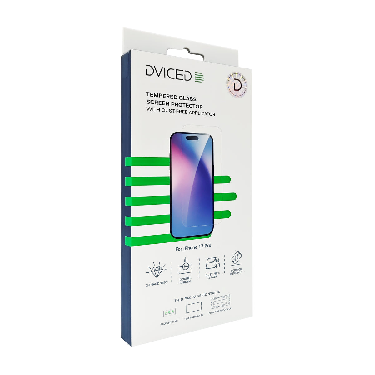 Folie de protectie DVICED din sticlă întărită pentru protecția ecranului, cu aplicator pentru iPhone 18 Pro