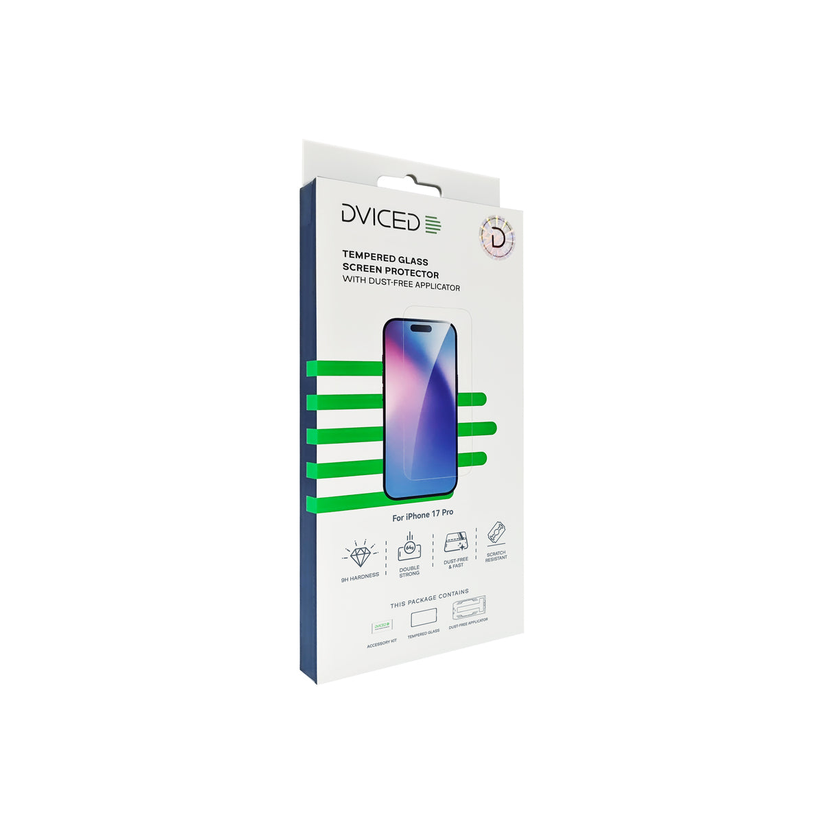 Folie de protectie DVICED din sticlă întărită pentru protecția ecranului, cu aplicator pentru iPhone 17 Pro
