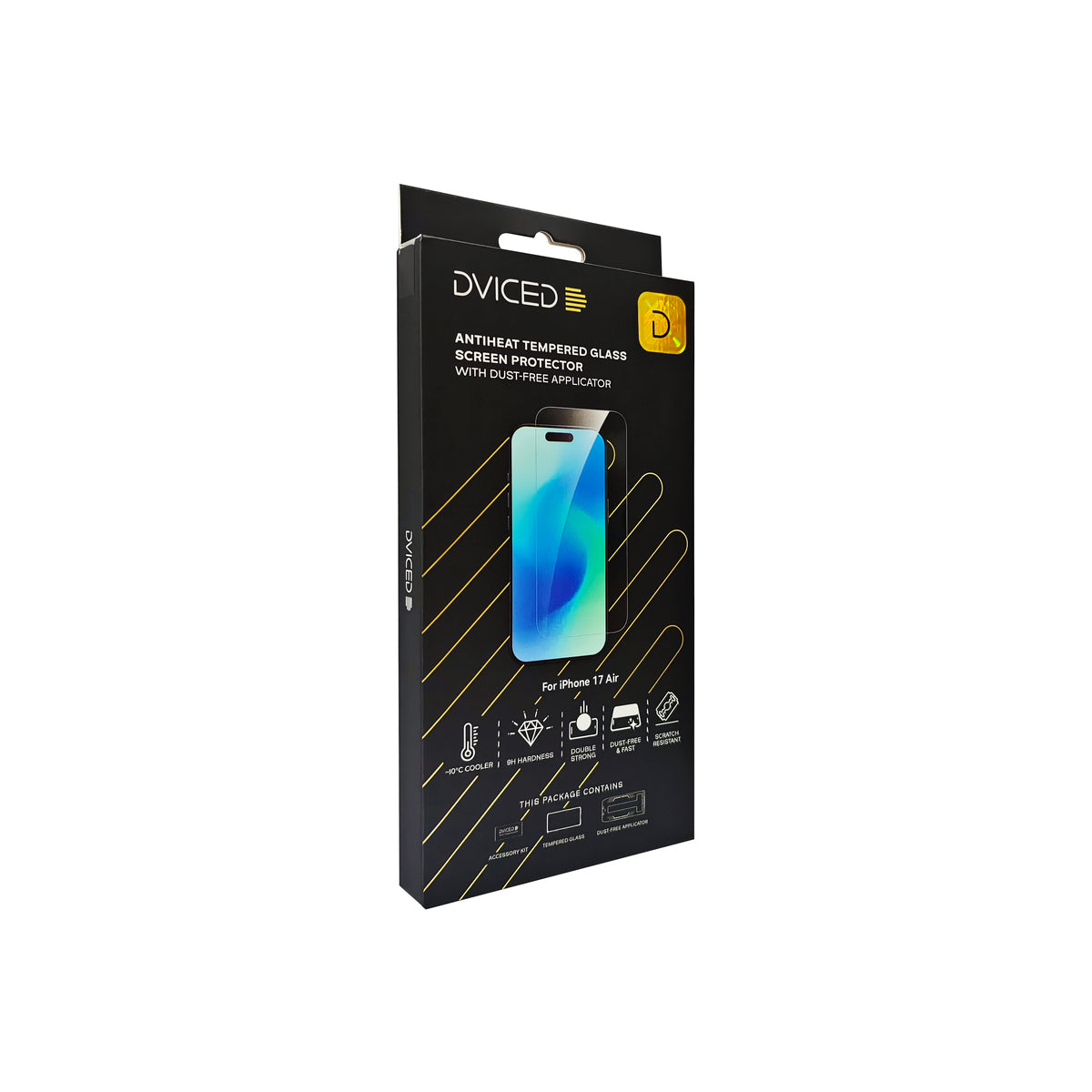 Folie de protectie DVICED din sticlă securizată „Anti-încălzire” pentru iPhone Air, cu aplicator