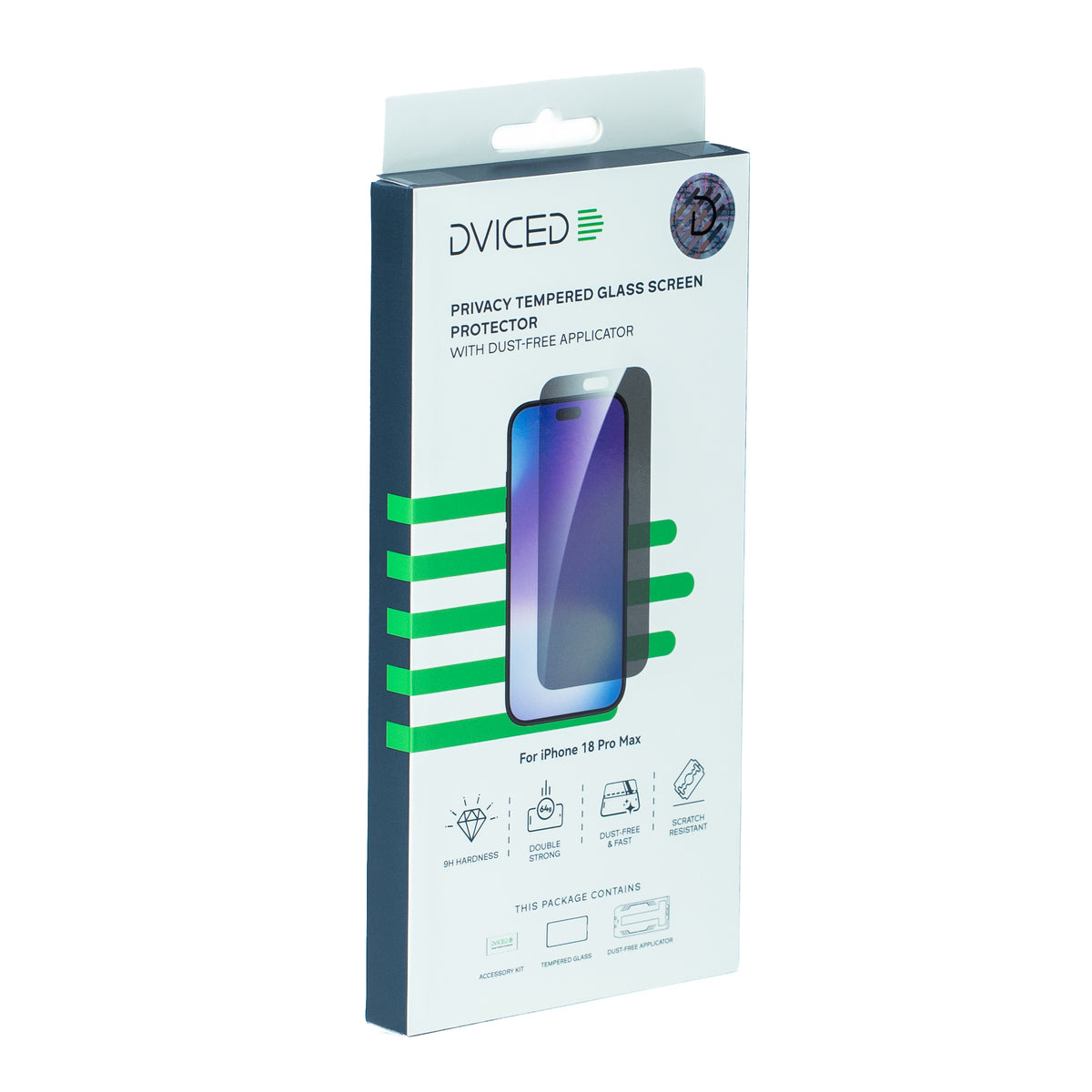 Folie de protectie privacy DVICED pentru protecția ecranului, cu aplicator pentru iPhone 18 Pro Max