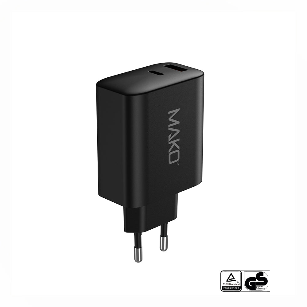 Adaptor priza Mako 48W GaN2 EU Mains Charger USB-C/USB-A Negru