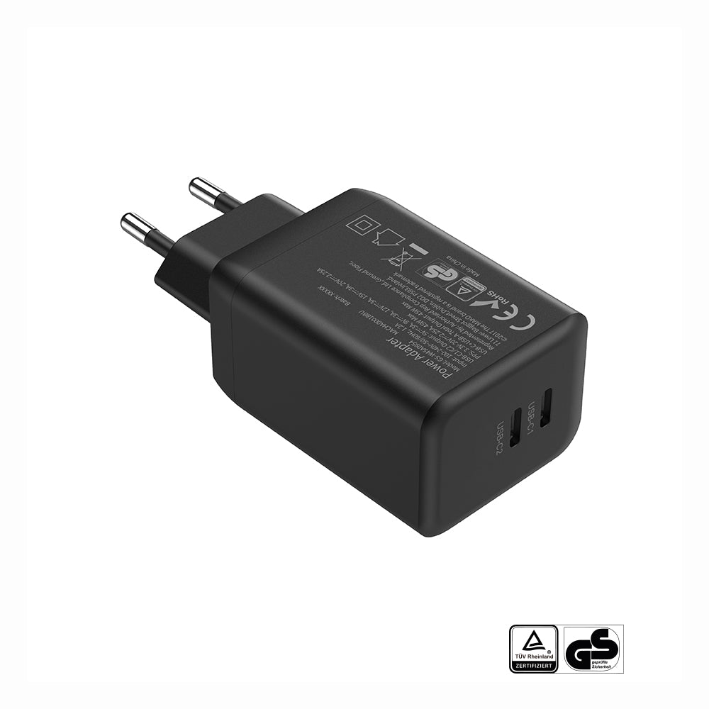 Adaptor priza Mako 45W GaN2 EU Mains Charger USB-C/USB-C Negru