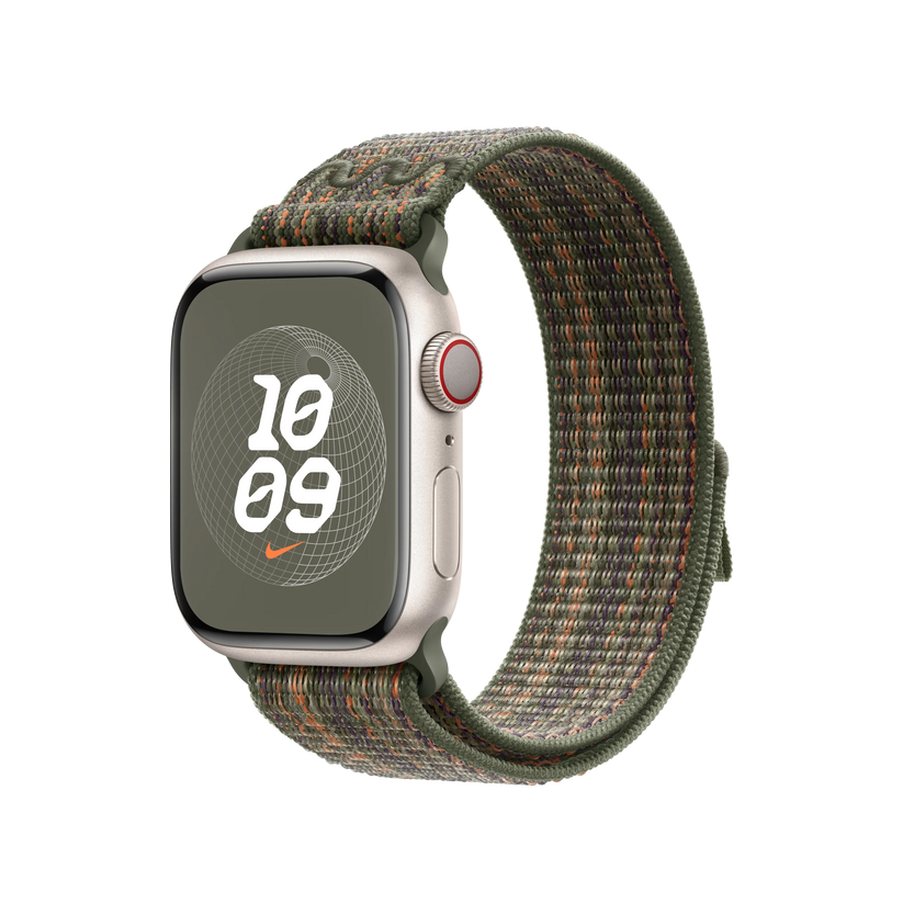 Curea Apple pentru Apple Watch 41mm Sequoia/Orange Nike Sport Loop - iSTYLE RO