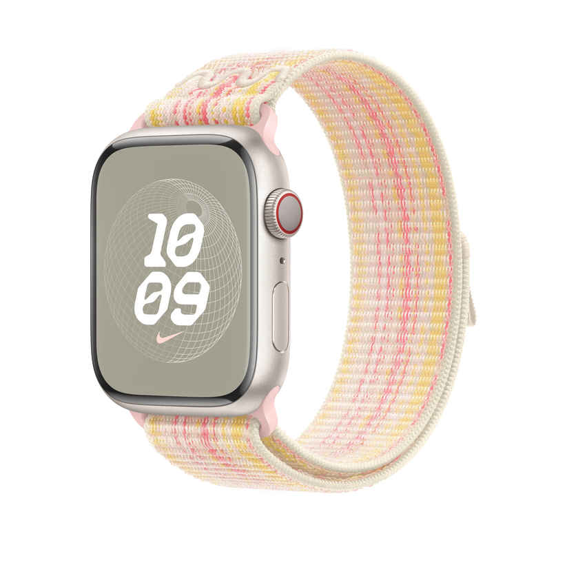 Curea Apple pentru Apple Watch 45mm Starlight/Pink Nike Sport Loop - iSTYLE RO