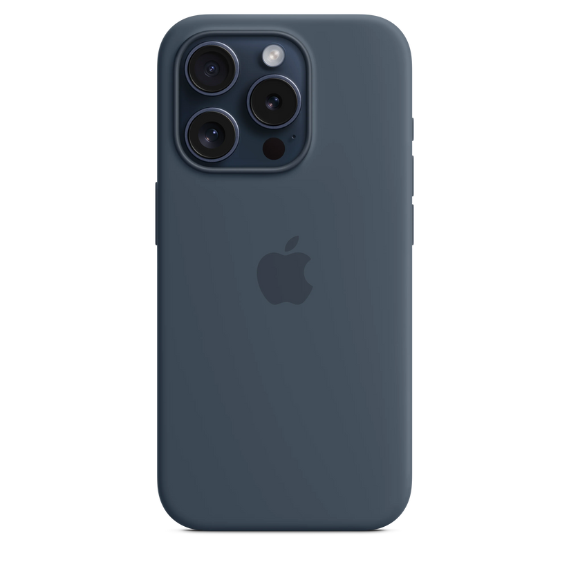 Husa de protectie Apple cu MagSafe pentru iPhone 15 Pro, Silicon, Storm Blue - iSTYLE RO