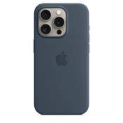 Husa de protectie Apple cu MagSafe pentru iPhone 15 Pro, Silicon, Storm Blue - iSTYLE RO