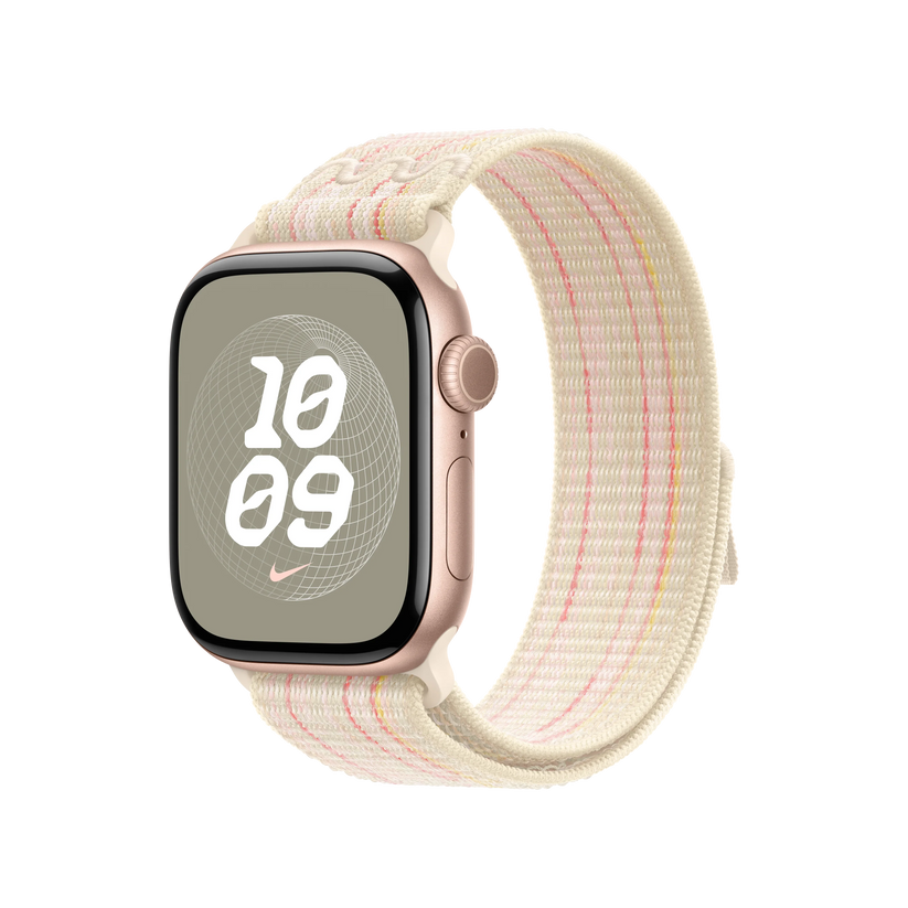 Curea Apple pentru Apple Watch 42mm Nike Sport Loop, Starlight/Pink Nike Sport Loop - iSTYLE RO