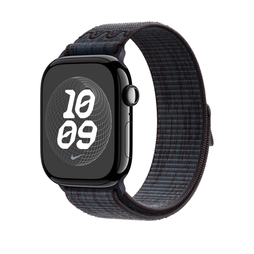 Curea Apple pentru Apple Watch 46mm Nike Sport Loop, Black/Blue Nike Sport Loop - iSTYLE RO
