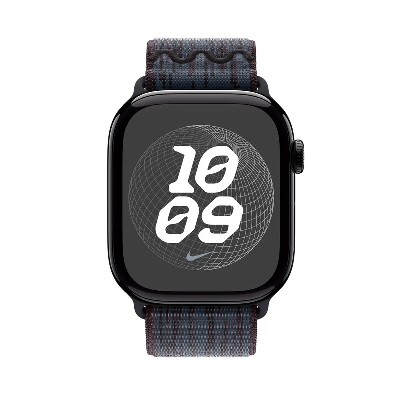 Curea Apple pentru Apple Watch 46mm Nike Sport Loop, Black/Blue Nike Sport Loop - iSTYLE RO
