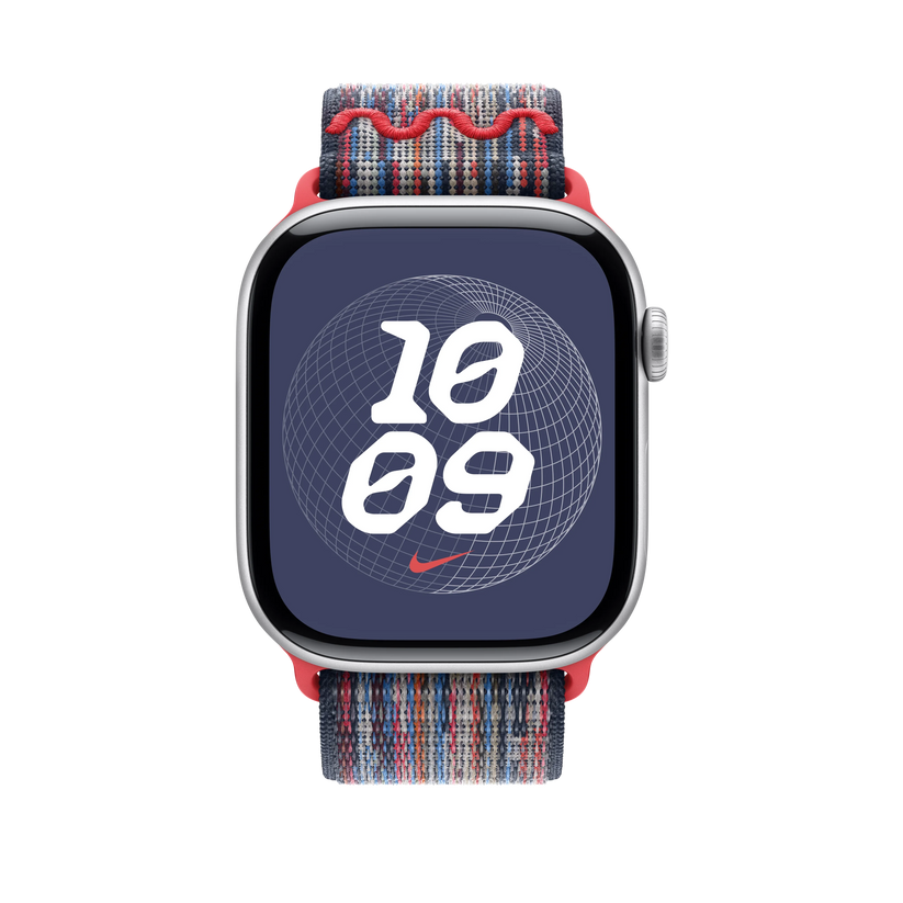 Curea Apple pentru Apple Watch 46mm Nike Sport Loop, Blue/Red Nike Sport Loop - iSTYLE RO