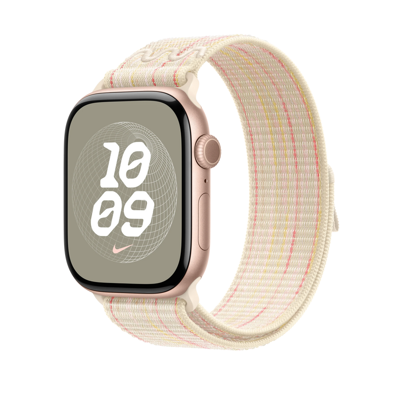 Curea Apple pentru Apple Watch 46mm Nike Sport Loop, Starlight/Pink Nike Sport Loop - iSTYLE RO