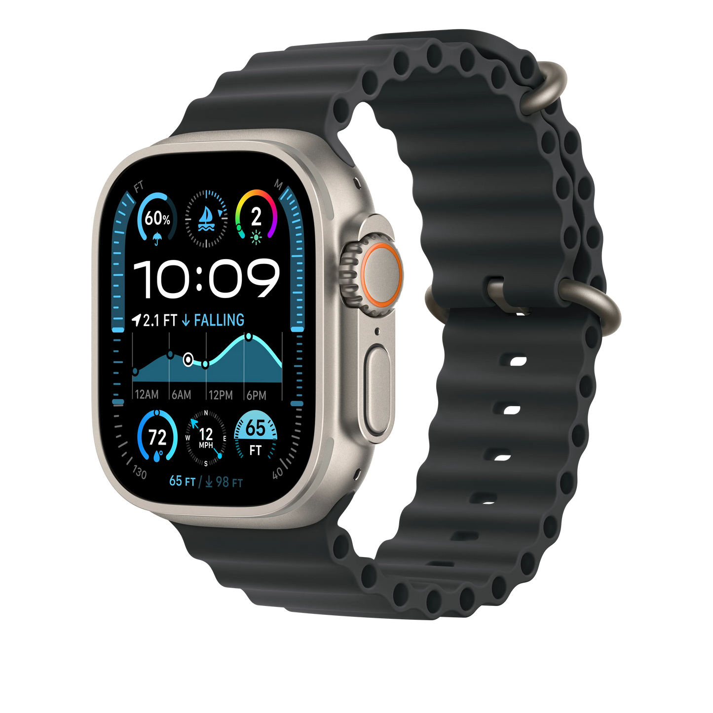 Curea Apple pentru Apple Watch 49mm Black Ocean Band, Natural Titanium Finish - iSTYLE RO