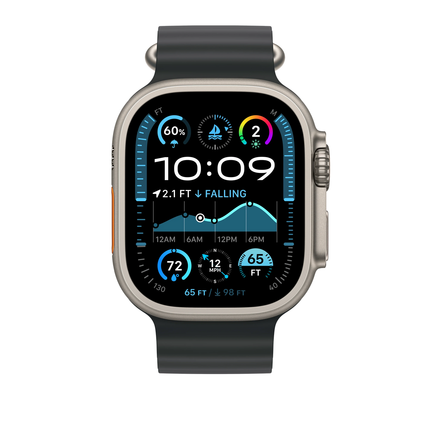Curea Apple pentru Apple Watch 49mm Black Ocean Band, Natural Titanium Finish - iSTYLE RO