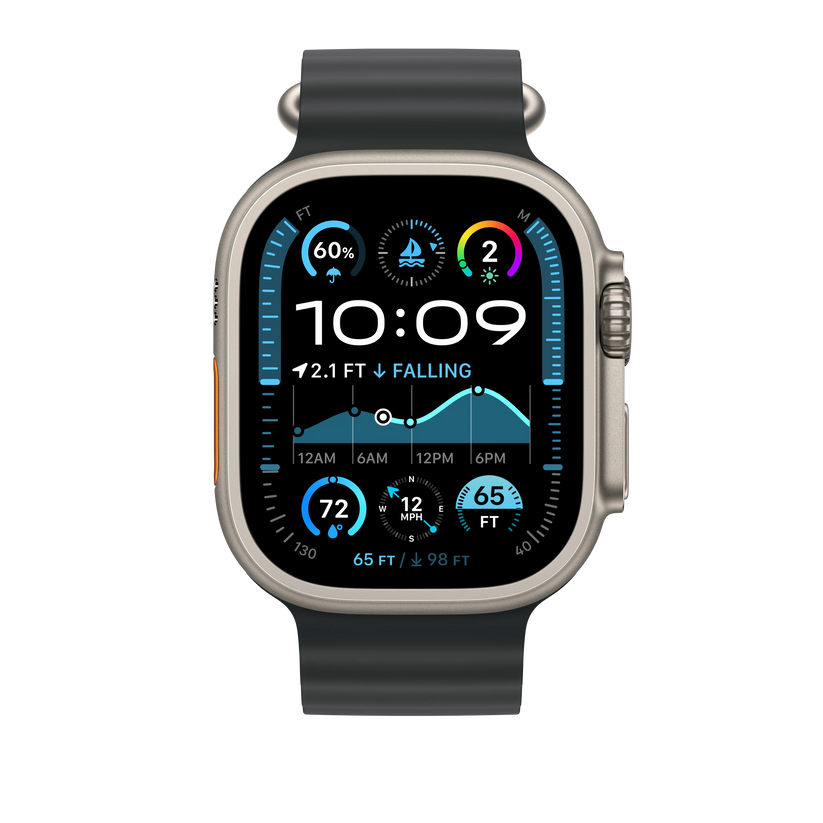 Curea Apple pentru Apple Watch 49mm Black Ocean Band, Natural Titanium Finish - iSTYLE RO
