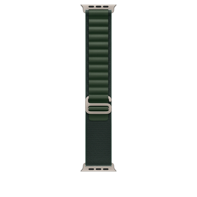 Curea Apple pentru Apple Watch 49mm Dark Green Alpine Loop, Large, Natural Titanium Finish - iSTYLE RO
