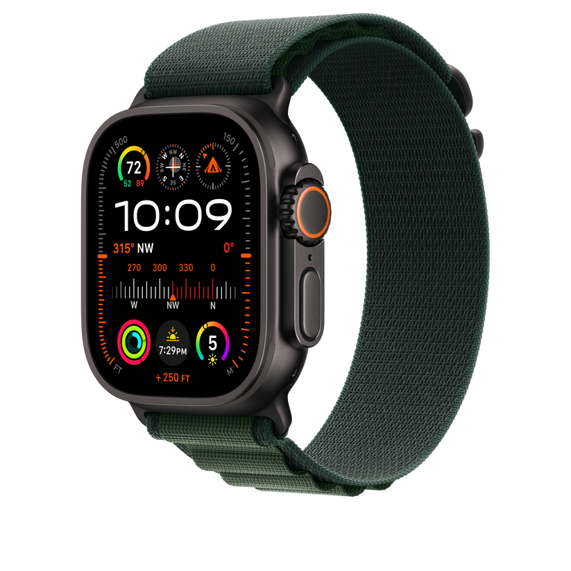 Curea Apple pentru Apple Watch 49mm Dark Green Alpine Loop - Small - Black Titanium Finish - iSTYLE RO