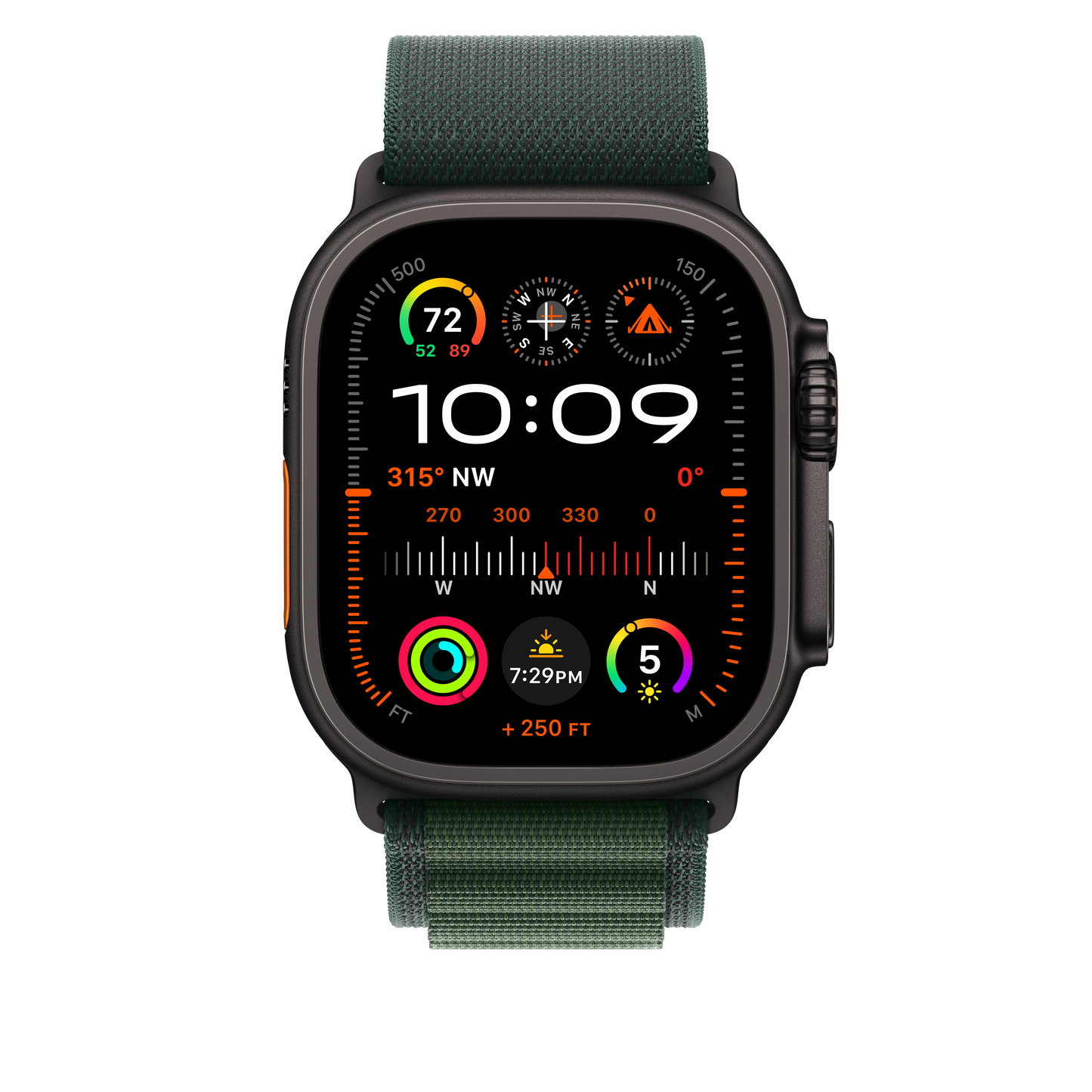 Curea Apple pentru Apple Watch 49mm Dark Green Alpine Loop - Small - Black Titanium Finish - iSTYLE RO