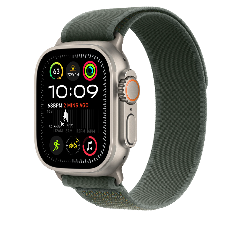 Curea Apple pentru Apple Watch 49mm Green Trail Loop, S/M, Natural Titanium Finish - iSTYLE RO