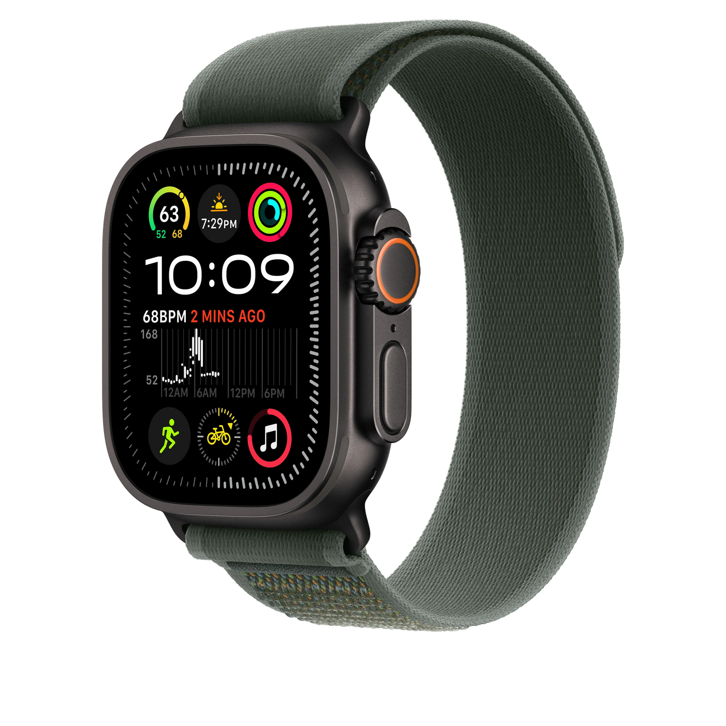 Curea Apple pentru Apple Watch 49mm Green Trail Loop, M/L, Black Titanium Finish - iSTYLE RO
