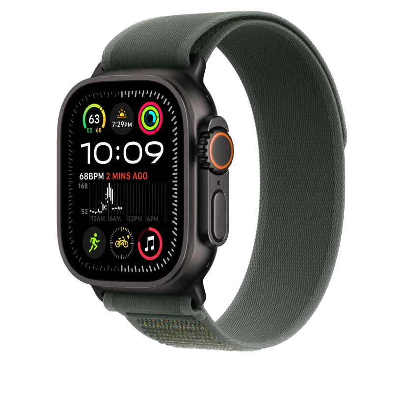 Curea Apple pentru Apple Watch 49mm Green Trail Loop, M/L, Black Titanium Finish - iSTYLE RO