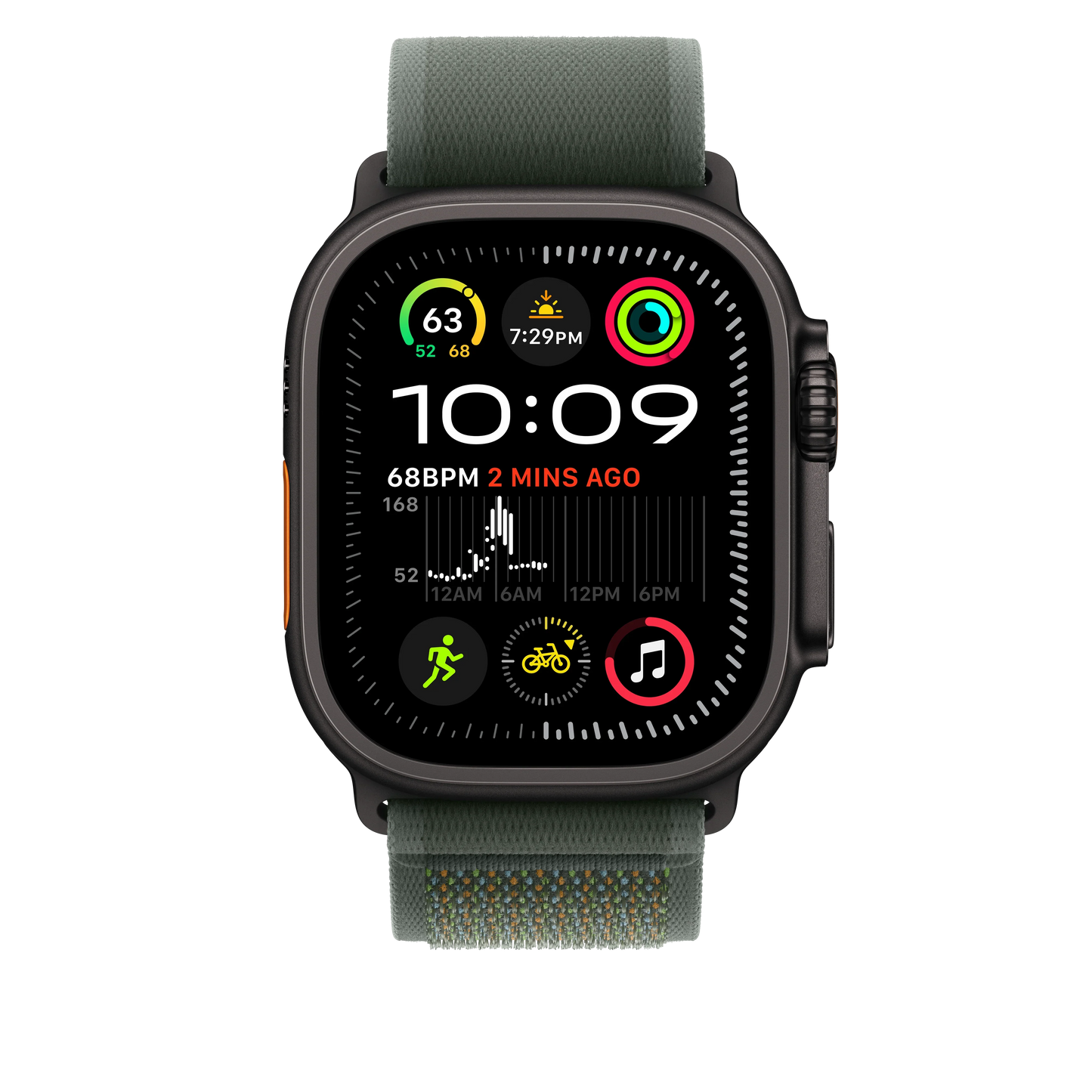 Curea Apple pentru Apple Watch 49mm Green Trail Loop, M/L, Black Titanium Finish - iSTYLE RO