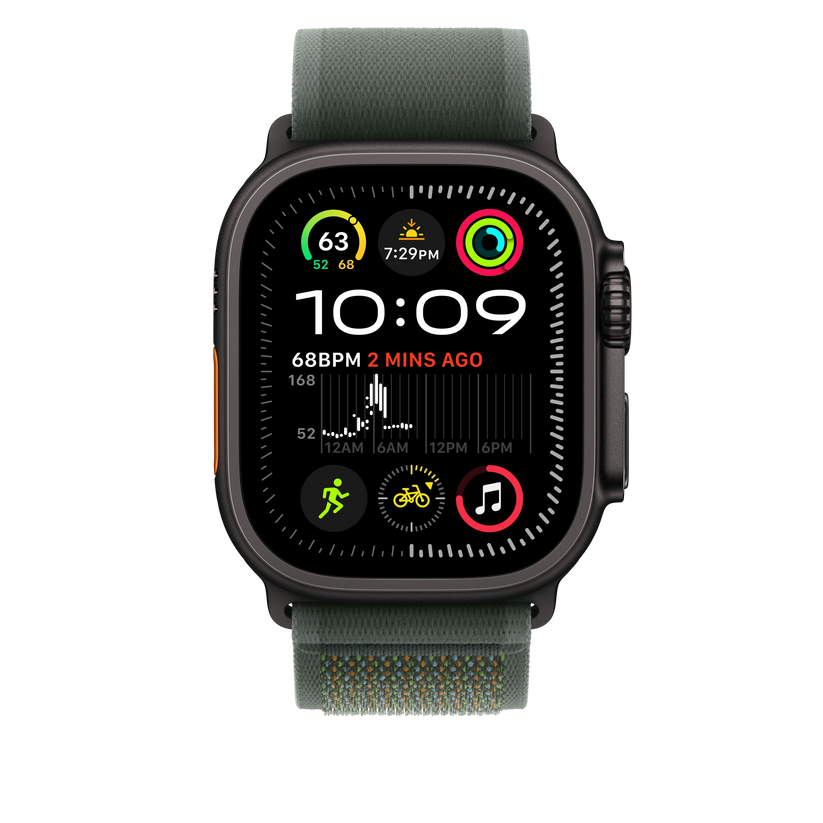 Curea Apple pentru Apple Watch 49mm Green Trail Loop, M/L, Black Titanium Finish - iSTYLE RO