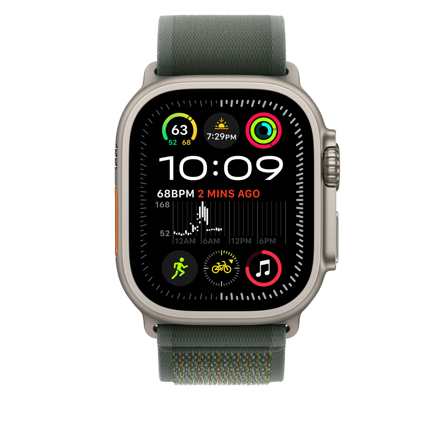 Curea Apple pentru Apple Watch 49mm Green Trail Loop, M/L, Natural Titanium Finish - iSTYLE RO