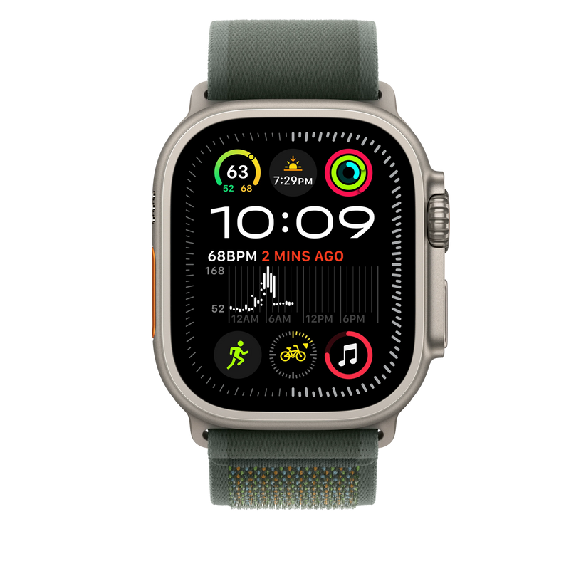 Curea Apple pentru Apple Watch 49mm Green Trail Loop, M/L, Natural Titanium Finish - iSTYLE RO