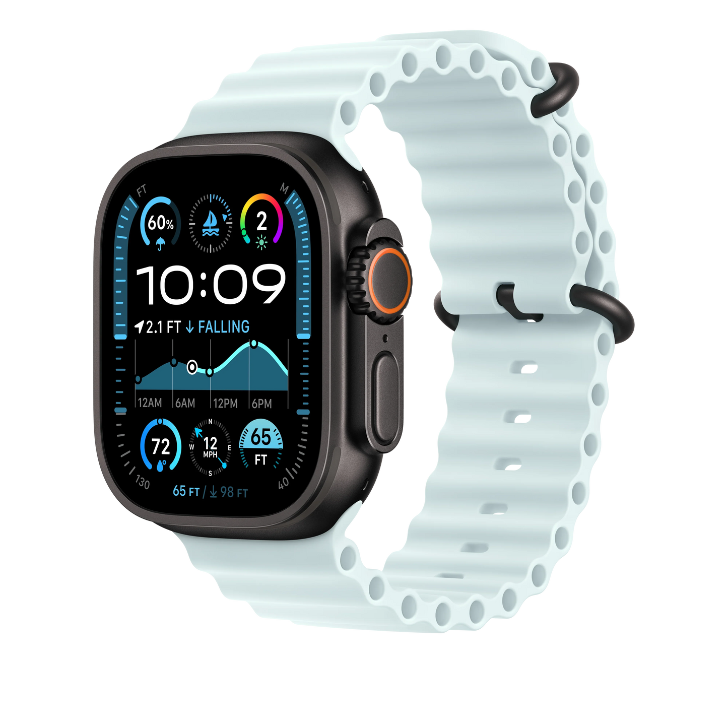 Curea Apple pentru Apple Watch 49mm Ice Blue Ocean Band - Black Titanium Finish - iSTYLE RO