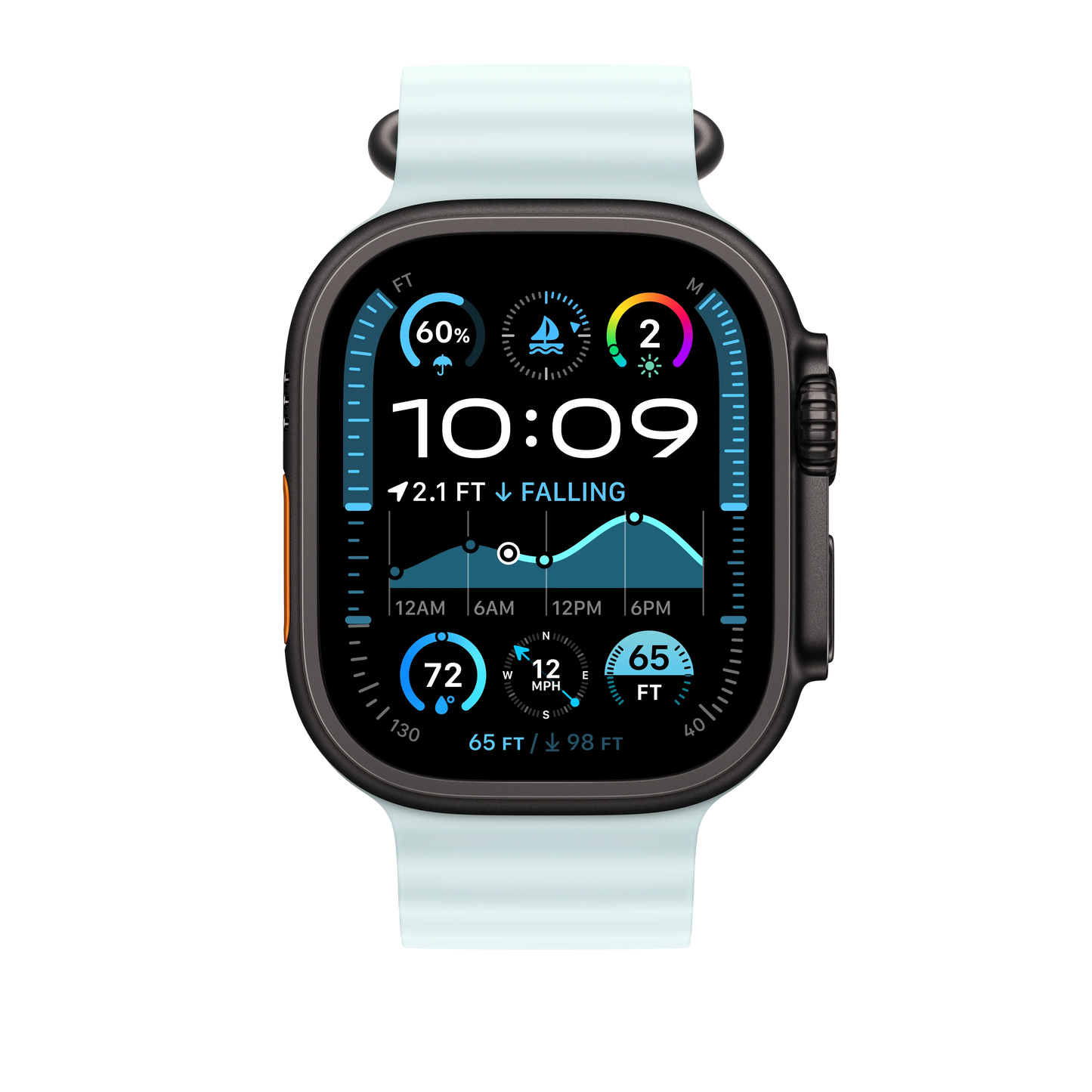 Curea Apple pentru Apple Watch 49mm Ice Blue Ocean Band - Black Titanium Finish - iSTYLE RO