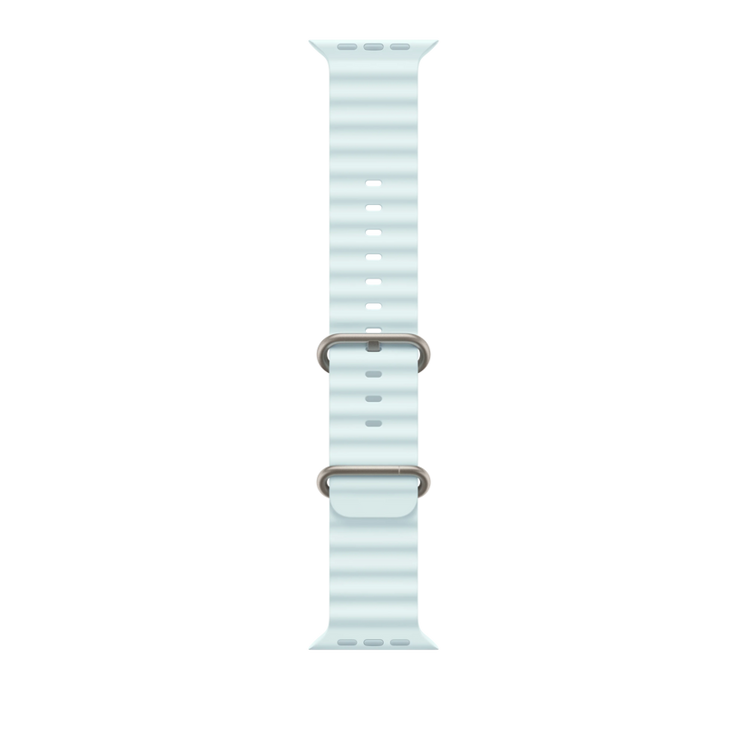Curea Apple pentru Apple Watch 49mm Ice Blue Ocean Band, Natural Titanium Finish - iSTYLE RO