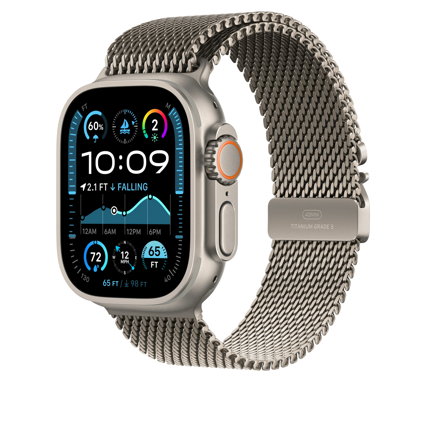 Curea Apple pentru Apple Watch 49mm Milanese Loop, Natural Titanium Milanese Loop, Large - iSTYLE RO