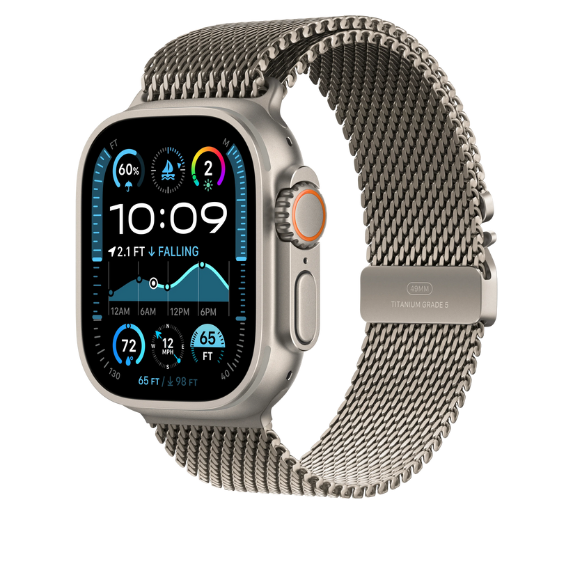 Curea Apple pentru Apple Watch 49mm Milanese Loop, Natural Titanium Milanese Loop, Large - iSTYLE RO