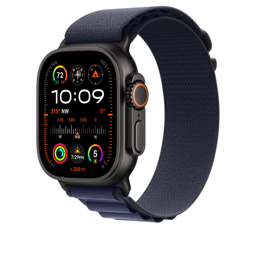 Curea Apple pentru Apple Watch 49mm Navy Alpine Loop, Large, Black Titanium Finish - iSTYLE RO