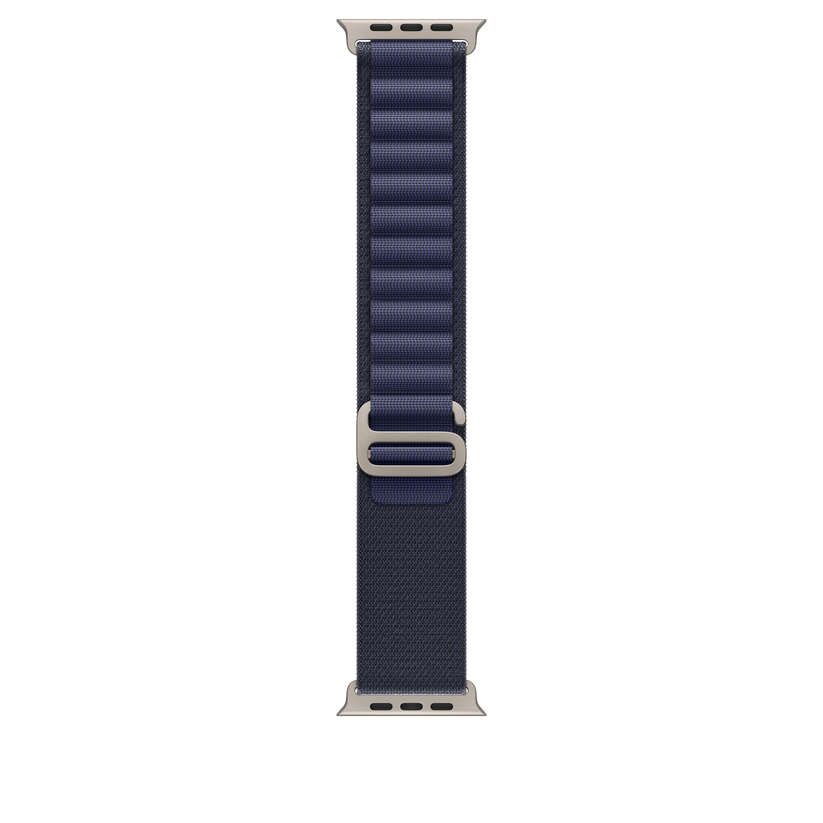 Curea Apple pentru Apple Watch 49mm Navy Alpine Loop, Large, Natural Titanium Finish - iSTYLE RO