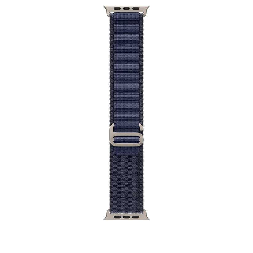 Curea Apple pentru Apple Watch 49mm Navy Alpine Loop, Medium, Natural Titanium Finish - iSTYLE RO