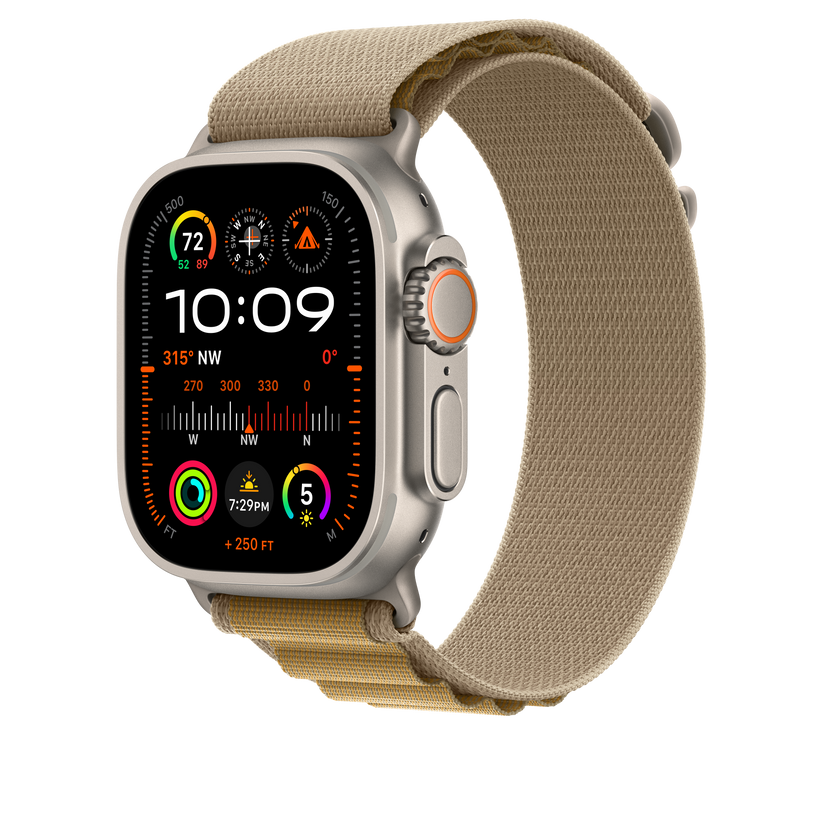 Curea Apple pentru Apple Watch 49mm Tan Alpine Loop, Large, Natural Titanium Finish - iSTYLE RO